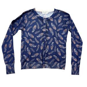 Miss Jolie London Sweater Womens Medium Blue Feather Knit Pullover Casual Granny